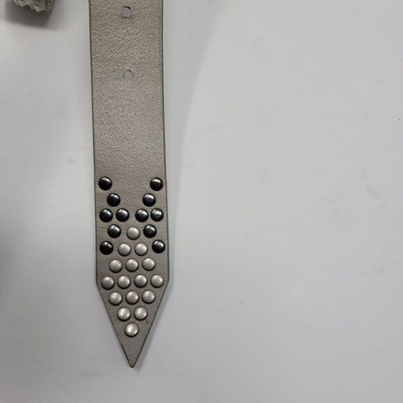 Joe's Jeans The Belt Handmade Leather Reversible Studded Spiked Belt M Gray Punk - Picture 5 of 12